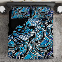 Maori Matariki - Manaia Bedding Set Galaxy Blue Paua Shell LT7 Blue - Polynesian Pride
