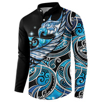 Maori Matariki - Manaia Button Sweatshirt Galaxy Blue Paua Shell LT7 - Polynesian Pride