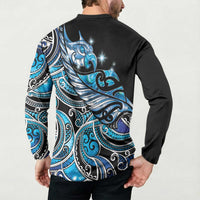 Maori Matariki - Manaia Button Sweatshirt Galaxy Blue Paua Shell LT7 - Polynesian Pride