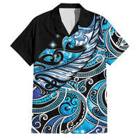 Maori Matariki - Manaia Family Matching Off The Shoulder Long Sleeve Dress and Hawaiian Shirt Galaxy Blue Paua Shell