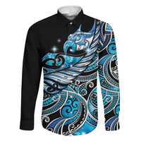 Maori Matariki - Manaia Family Matching Off The Shoulder Long Sleeve Dress and Hawaiian Shirt Galaxy Blue Paua Shell