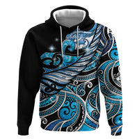 Maori Matariki - Manaia Hoodie Galaxy Blue Paua Shell LT7 Pullover Hoodie Blue - Polynesian Pride