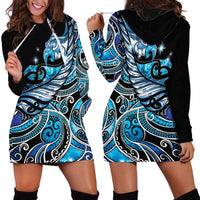 Maori Matariki - Manaia Hoodie Dress Galaxy Blue Paua Shell LT7 - Polynesian Pride