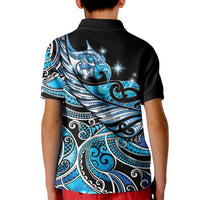 Maori Matariki - Manaia Kid Polo Shirt Galaxy Blue Paua Shell LT7 - Polynesian Pride