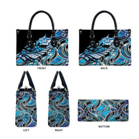 Maori Matariki - Manaia Leather Bag Galaxy Blue Paua Shell LT7 - Polynesian Pride