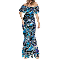Maori Matariki - Manaia Mermaid Dress Galaxy Blue Paua Shell LT7 - Polynesian Pride