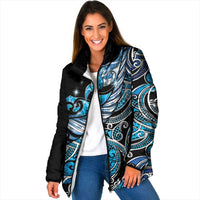 Maori Matariki - Manaia Padded Jacket Galaxy Blue Paua Shell LT7 Women Blue - Polynesian Pride