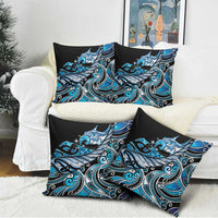 Maori Matariki - Manaia Pillow Cover Galaxy Blue Paua Shell LT7 - Polynesian Pride