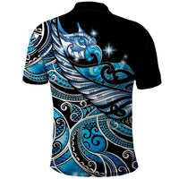 Maori Matariki - Manaia Polo Shirt Galaxy Blue Paua Shell LT7 - Polynesian Pride