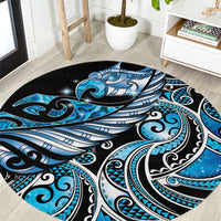 Maori Matariki - Manaia Round Carpet Galaxy Blue Paua Shell LT7 Blue - Polynesian Pride