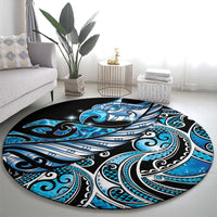 Maori Matariki - Manaia Round Carpet Galaxy Blue Paua Shell LT7 - Polynesian Pride