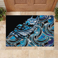 Maori Matariki - Manaia Rubber Doormat Galaxy Blue Paua Shell LT7 Blue - Polynesian Pride