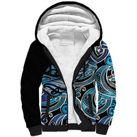 Maori Matariki - Manaia Sherpa Hoodie Galaxy Blue Paua Shell LT7 Unisex Blue - Polynesian Pride