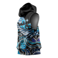 Maori Matariki - Manaia Sleeveless Hoodie Galaxy Blue Paua Shell LT7 - Polynesian Pride