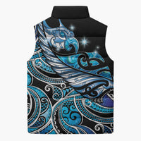 Maori Matariki - Manaia Sleeveless Puffer Jacket Galaxy Blue Paua Shell LT7 - Polynesian Pride