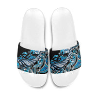 Maori Matariki - Manaia Slide Sandals Galaxy Blue Paua Shell LT7 Blue - Polynesian Pride