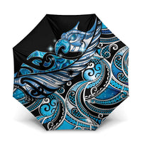Maori Matariki - Manaia Umbrella Galaxy Blue Paua Shell LT7 One Size Folded 11.42 inch Opened Diameter 37.4 inch Blue - Polynesian Pride