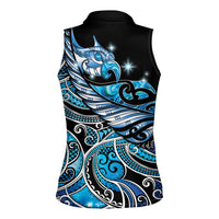 Maori Matariki - Manaia Women Sleeveless Polo Shirt Galaxy Blue Paua Shell LT7 - Polynesian Pride