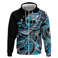 Maori Matariki - Manaia Zip Hoodie Galaxy Blue Paua Shell LT7 Zip Hoodie Blue - Polynesian Pride