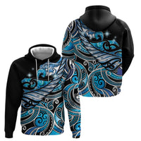 Maori Matariki - Manaia Zip Hoodie Galaxy Blue Paua Shell LT7 - Polynesian Pride