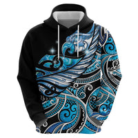 Maori Matariki - Manaia Zip Hoodie Galaxy Blue Paua Shell LT7 - Polynesian Pride