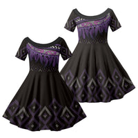 Aotearoa Maori Ngati Porou Iwi Family Matching Off Shoulder Maxi Dress and Hawaiian Shirt Korowai Tukutuku Kaokao Motifs