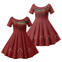 Aotearoa Maori Waikato Tainui Iwi Family Matching Mermaid Dress and Hawaiian Shirt Korowai Tukutuku Kaokao Motifs