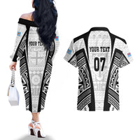personalised-fiji-rugby-couples-matching-off-the-shoulder-long-sleeve-dress-and-hawaiian-shirt-2023-world-cup-history-makers-white-ver