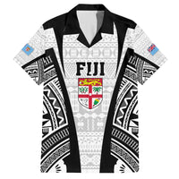 Personalised Fiji Rugby Family Matching Puletasi Dress and Hawaiian Shirt 2023 World Cup History Makers - White Ver LT7 Dad's Shirt - Short Sleeve White - Polynesian Pride