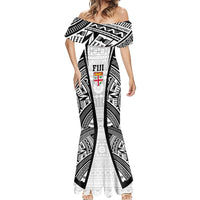 Personalised Fiji Rugby Mermaid Dress 2023 World Cup History Makers - White Ver LT7 - Polynesian Pride