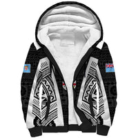 Personalised Fiji Rugby Sherpa Hoodie 2023 World Cup History Makers - Black Ver LT7 Unisex Black - Polynesian Pride