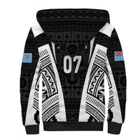 Personalised Fiji Rugby Sherpa Hoodie 2023 World Cup History Makers - Black Ver LT7 - Polynesian Pride