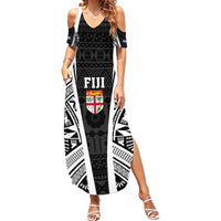 Personalised Fiji Rugby Summer Maxi Dress 2023 World Cup History Makers - Black Ver LT7 Women Black - Polynesian Pride