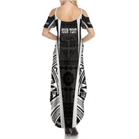 Personalised Fiji Rugby Summer Maxi Dress 2023 World Cup History Makers - Black Ver LT7 - Polynesian Pride