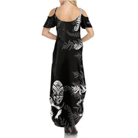 Personalised New Zealand Rugby Summer Maxi Dress Silver Fern Basic 2023 World Cup LT7 - Polynesian Pride