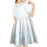 White Sunday Kid Short Sleeve Dress Plumeria Tatau Mix Tapa