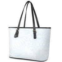 White Sunday Leather Tote Bag Plumeria Tatau Mix Tapa LT7 - Polynesian Pride