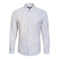 White Sunday Long Sleeve Button Shirt Plumeria Tatau Mix Tapa