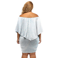 White Sunday Off Shoulder Short Dress Plumeria Tatau Mix Tapa LT7 - Polynesian Pride