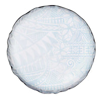 White Sunday Spare Tire Cover Plumeria Tatau Mix Tapa LT7 - Polynesian Pride