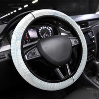 White Sunday Steering Wheel Cover Plumeria Tatau Mix Tapa LT7 Universal Fit White - Polynesian Pride