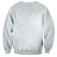 White Sunday Sweatshirt Plumeria Tatau Mix Tapa LT7 - Polynesian Pride