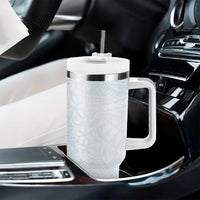 White Sunday Tumbler With Handle Plumeria Tatau Mix Tapa LT7 - Polynesian Pride