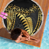 Polynesia Beach Blanket Black & Gold Fancy Plumeria LT7 - Polynesian Pride