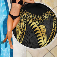 Polynesia Beach Blanket Black & Gold Fancy Plumeria LT7 - Polynesian Pride