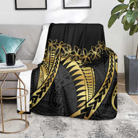 Polynesia Blanket Black & Gold Fancy Plumeria LT7 - Polynesian Pride