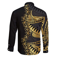 Polynesia Family Matching Tank Maxi Dress and Hawaiian Shirt Black & Gold Fancy Plumeria
