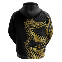 Polynesia Hoodie Black & Gold Fancy Plumeria LT7 - Polynesian Pride