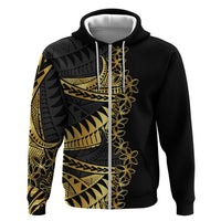 Polynesia Hoodie Black & Gold Fancy Plumeria LT7 Zip Hoodie Black Gold - Polynesian Pride