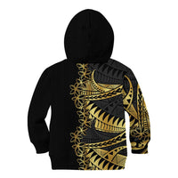 Polynesia Kid Hoodie Black & Gold Fancy Plumeria
